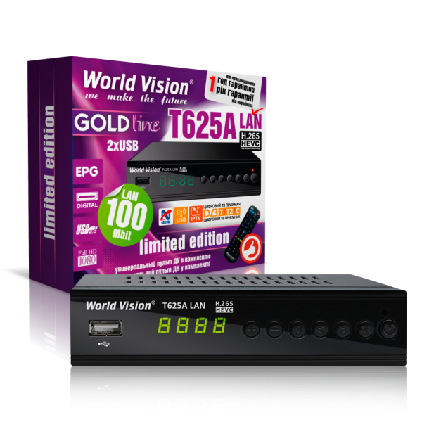 World Vision T625A LAN DVB-T2 + пульт, що програмується